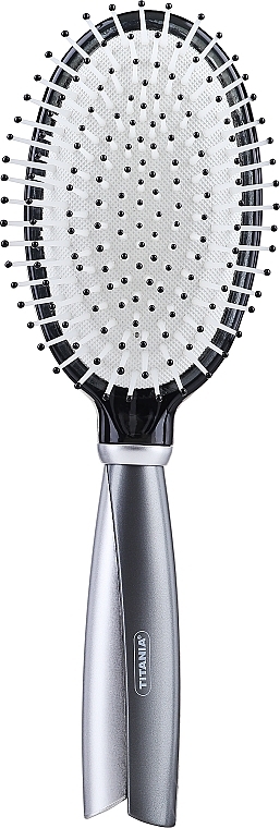 Oval Massage Hair Brush, 24.5 cm, grey - Titania Salon Professional Cushion Brush — photo N3