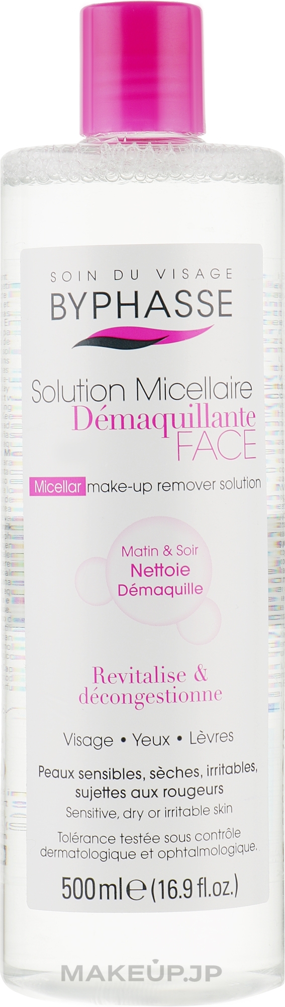 Cleansing Micellar Water for Face - Byphasse Micellar Make-Up Remover Solution Sensitive, Dry And Irritated Skin — photo 500 ml