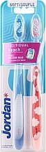 Soft Toothbrush, pink + blue striped - Jordan Individual Reach Soft — photo N1