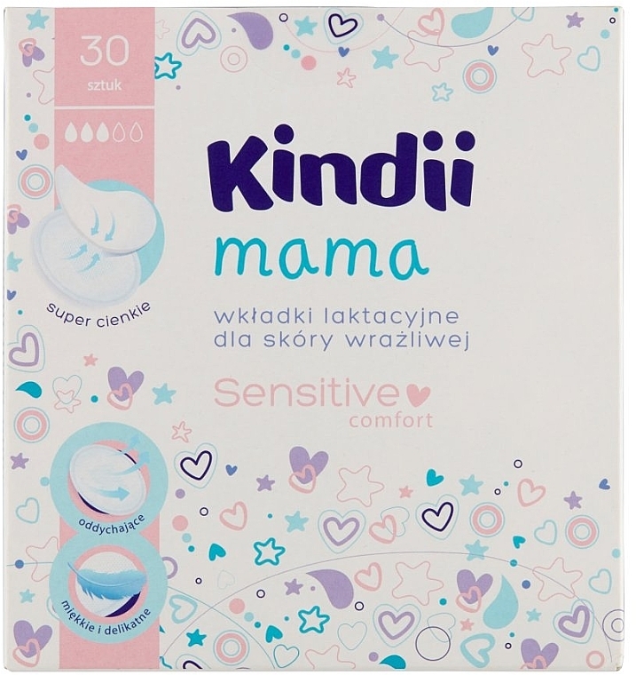 Breast Pads for Sensitive Skin, 30 pcs - Kindii Mama Sensitive & Comfort Breast Pads For Sensitive Skin — photo N1