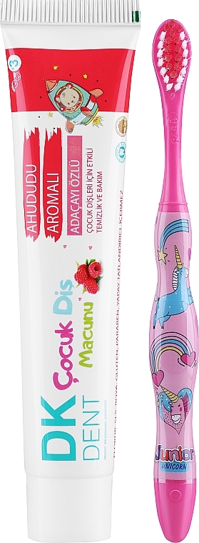 Raspberry Toothpaste + Pink Toothbrush - Dermokil dKdent (toothpaste/50ml + brush/1pcs) — photo N2