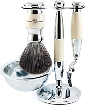 Fragrances, Perfumes, Cosmetics Shaving Set - Edwin Jagger Imitation Ivory & Chrome 4 Piece Mach3 Set Black Synthetic