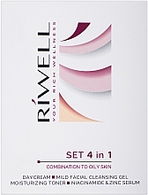 Fragrances, Perfumes, Cosmetics Combination & Oily Skin Set - Riwell Set 4 in 1 (gel/50ml + toner/50ml + serum/15ml + cream/15ml)