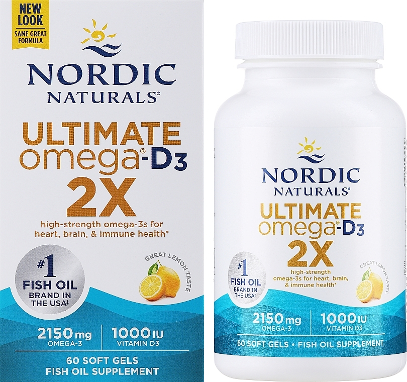 Dietary Supplement with Lemon Taste "Omega 2X + Vitamin D3", 2150mg - Nordic Naturals Omega 2X With Vitamin D3 — photo N8