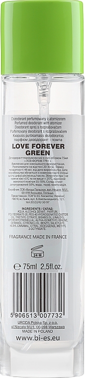 Bi-Es Love Forever Green - Scented Deodorant Spray — photo N3