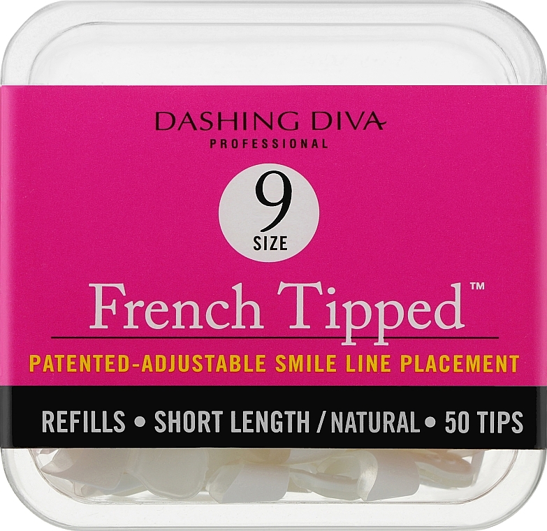 Natural Short Tips 'French' - Dashing Diva French Wrap 50 Tips (Size 9) — photo N1