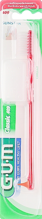 Toothbrush "Classic 409", soft, red - G.U.M Soft Compact Toothbrush — photo N1