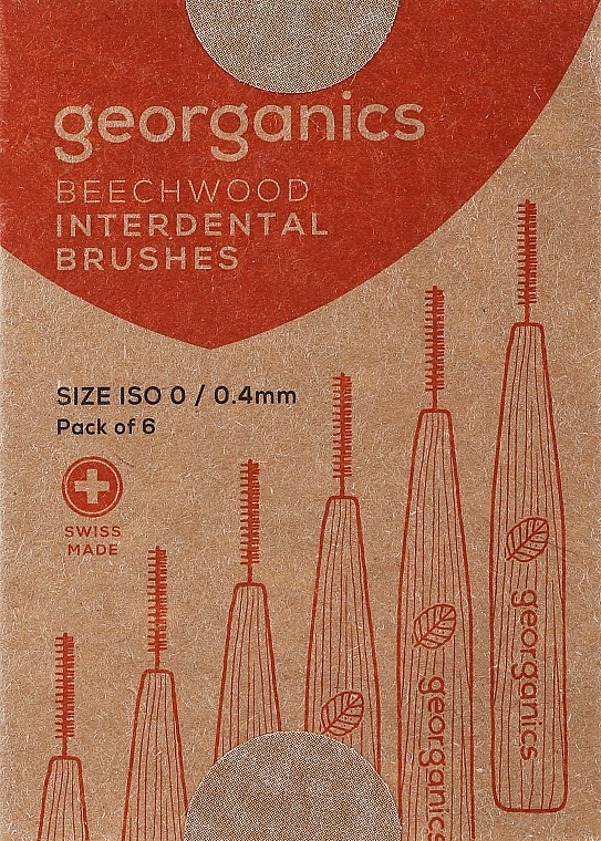 Interdental Brushes, 0.4 mm - Georganics Beechwood Interdental 6 Brushes ISO 0 (0.4mm) — photo N3