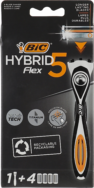 Flex 5 Hybrid Razor with 4 Refill Cartridges - Bic — photo N2