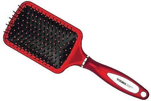 Massage Brush with Velor Cover, larege, red - Titania — photo N1