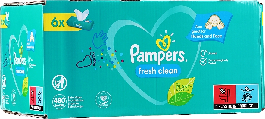 Baby Wet Wipes "Baby Fresh Clean", 6x80 pcs - Pampers — photo N1