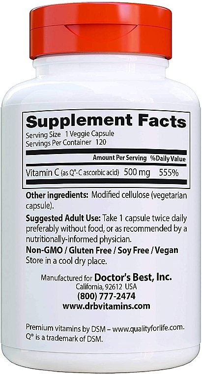 Vitamin C with Quali-C, 500 mg, capsules - Doctor's Best — photo N2