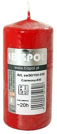 Cylindrical Candle 50x100 mm, red - Bispol — photo N1