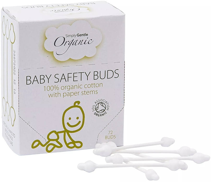 Baby Cotton Buds with Stopper - Simply Gentle Baby Organic Baby Safety Buds — photo N1