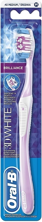 Toothbrush, light pink - Oral-B 3 White Brilliance — photo N2