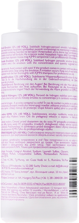 Hair Peroxide Emulsion 12% - Kallos Cosmetics KJMN Hydrogen Peroxide Emulsion — photo N5