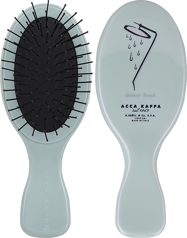 Hair Brush, blue - Acca Kappa Brush For hair Oval Mini Shower — photo N1
