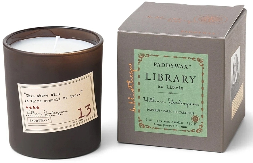 Scented Candle in Glass - Paddywax Library William Shakespeare Candle — photo N1