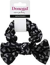 Fragrances, Perfumes, Cosmetics Hair Tie with Bow, leopard print, black - Donegal FA-5689