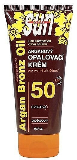 Body Sunscreen - Vivaco Sun Argan Bronz Oil Tanning Cream SPF50 — photo N1