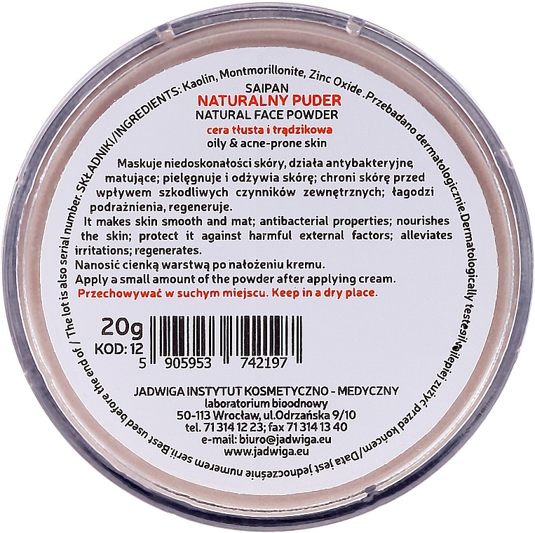 Face Powder for Oily & Problem Skin - Jadwiga Natural Face Powder For Oily Skin — photo N3