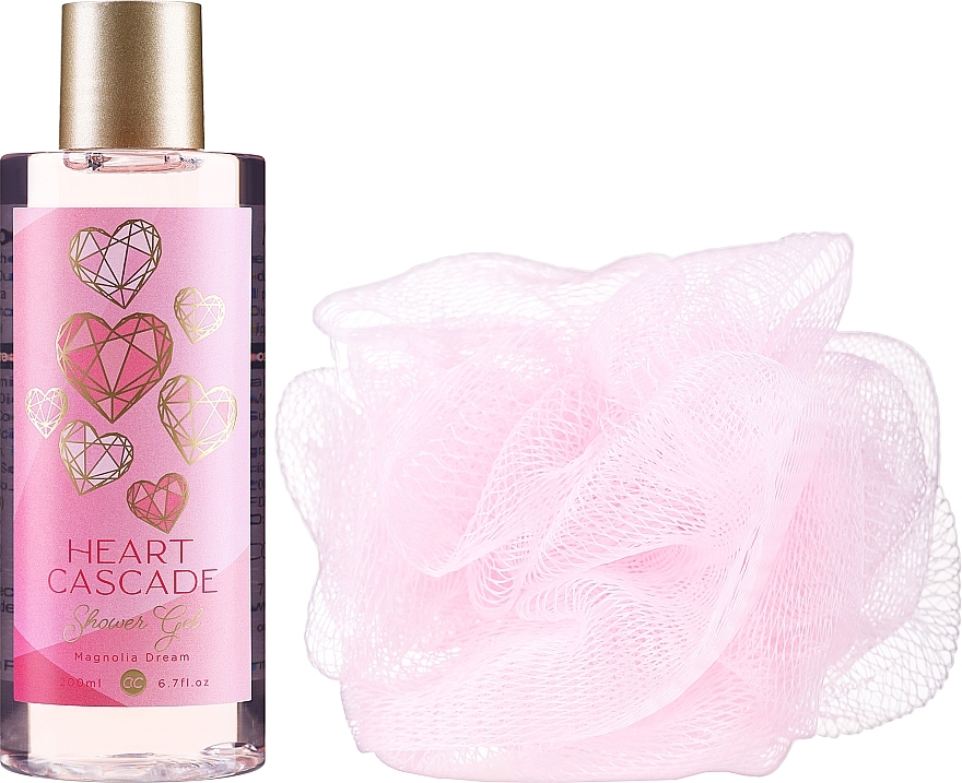 Set - Accentra Heart Cascade Magnolia Dream Gift Set (sh/gel/200ml + washcloth/1pcs) — photo N2