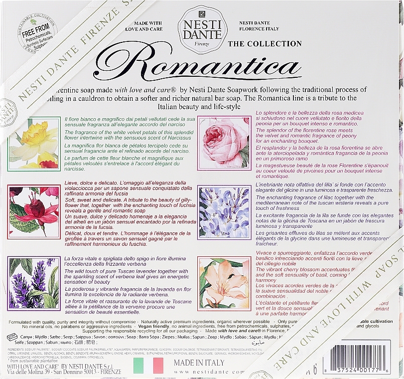 Gift Soap Set 'Romance' - Nesti Dante Romantica Collection (soap/6x150g) — photo N3