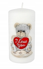 Decorative Candle "Teddy Bear", 7x10 cm, white cylinder - Artman — photo N1