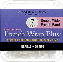 Wide Tips 'French Smile+' - Dashing Diva French Wrap Plus Double Wide White 50 Tips (Size 7) — photo N1