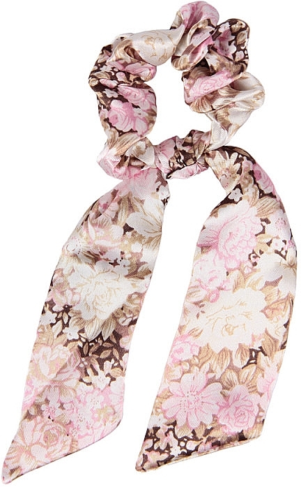 Scarf Scrunchie 'Flower Mix', FA-5837, beige - Donegal — photo N1