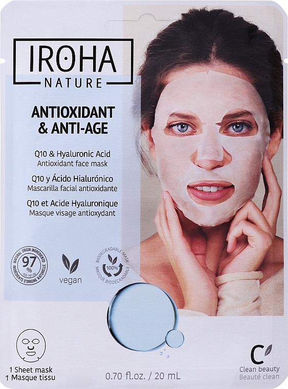 Face Sheet Mask - Iroha Nature Anti-Wrinkles Q10 Tissue Face Mask — photo N1