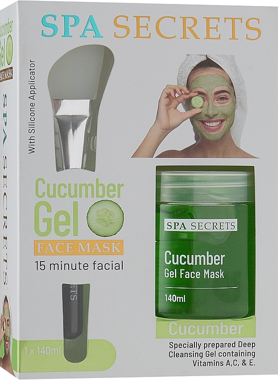 Set - Spa Secrets Cucumber Gel Face Mask (mask/140ml + brush/mask/1pcs) — photo N1