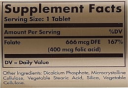 Food Supplement "Folic Acid", 400mcg - Solgar Health & Beauty Folate 666 MCG DFE — photo N4