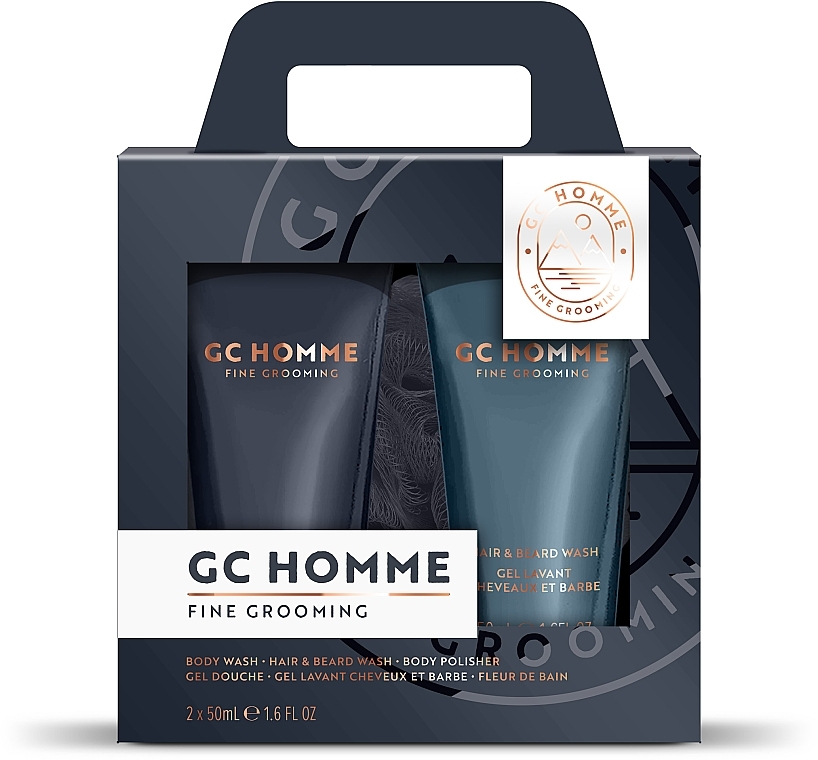 Set - Grace Cole CG Homme Fine Grooming Relax & Refresh (sh/gel/50ml + hair/beard/wash/50ml+ b/polisher/1pcs) — photo N1