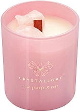 Rose Quartz & Rose Soy Candle - Crystallove Soy Candle With Rose Quartz And Rose — photo N1