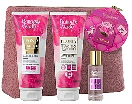 Bottega Verde Peonia - Set (edt/30ml+sh/gel/200ml+b/milk/200ml+bag/1pc) — photo N1