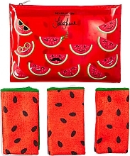 Fragrances, Perfumes, Cosmetics Facial Wipes Set "Watermelon" - Revolution Skincare Microfiber Makeup Remover (cosmetic face towels/3pcs + cosmetic bag/1pcs)