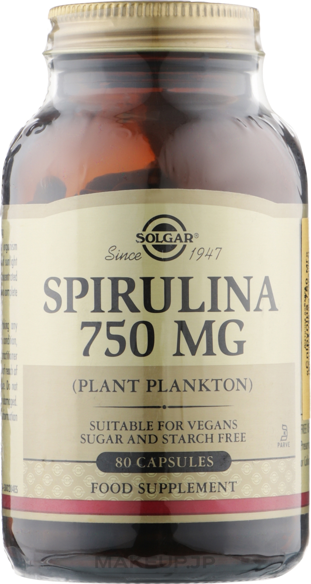 Spirulina Food Supplement, 750 mg - Solgar Spirulina Plant Plankton Food Supplement — photo 80 szt.