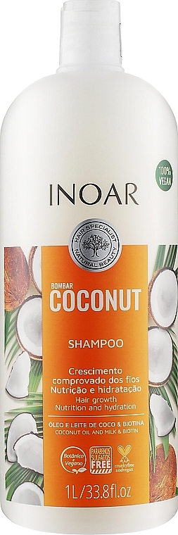 Sulfate-Free Shampoo - Inoar Bombar Coconut Shampoo — photo N1