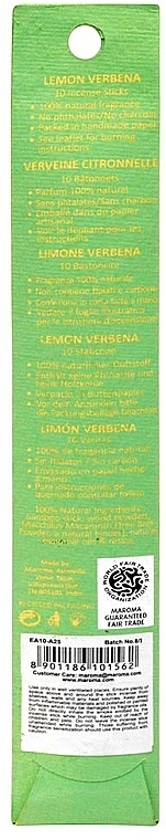 Lemon & Verbena Incense Sticks - Maroma Encens d'Auroville Stick Incense Lemon Verbena — photo N2