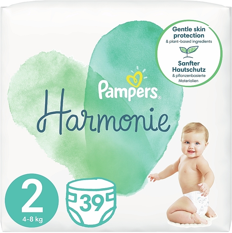 Diapers, size 2 (4-8 kg), 39 pcs - Pampers Harmonie Mini — photo N1