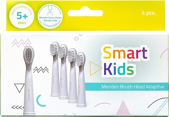 Kids Sonic Toothbrush Heads, 5+ years, 4 pcs., white - Meriden Smart Kids — photo N2