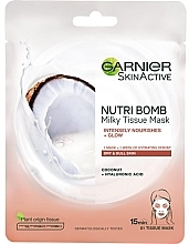 Fragrances, Perfumes, Cosmetics Face Sheet Mask "Coconut and Hyaluronic Acid" - Garnier SkinActive Nutri Bomb Coconut and Hyaluronic Acid Tissue Mask