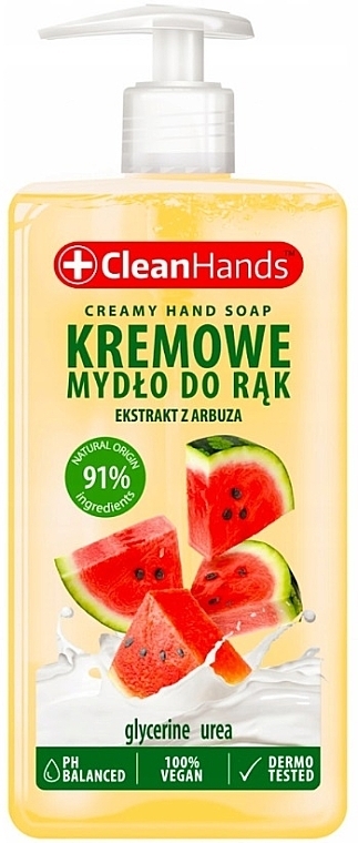 Dry Hand Cream 'Watermellon' - Clean Hands Creamy Hand Soap — photo N1