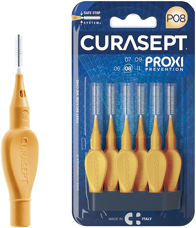 Interdental Brushes P08, 0.8 mm, orange - Curaprox Curasept Proxi Prevention Tangerine — photo N1