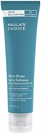 Mattifying & Moisturizing Face Sunscreen - Paula's Choice Skin Balancing Ultra-Sheer Daily Defense SPF30 — photo N1