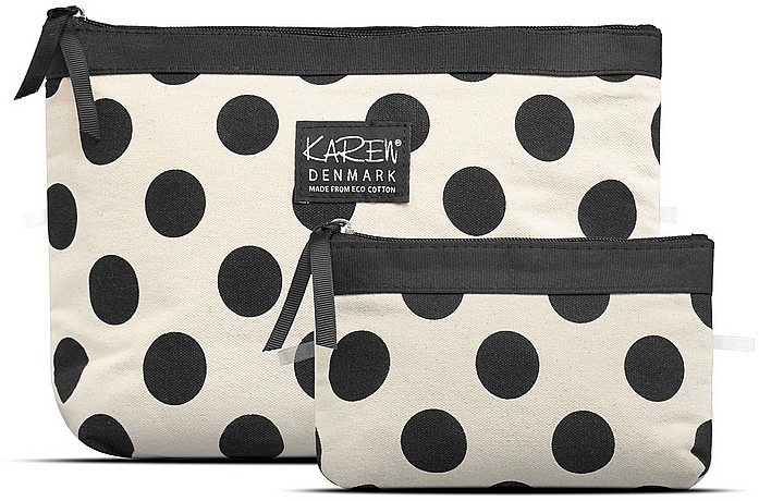 Cosmetic Bag Set, 2 pcs, black circles - Gillian Jones Karen Cosmetic Organic Toiletry Bags — photo N1