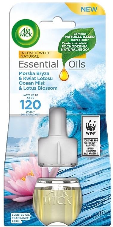 Lotus & Sea Breeze Electric Air Freshener - Air Wick Essential Oils Electric Ocean Mist & Lotus Blossom (refill) — photo N1