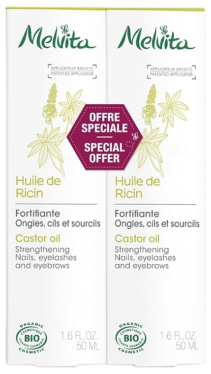 Castor Oil Set - Melvita Huiles De Beaute Castor Oil Duo (2 x f/oil/50ml) — photo N1