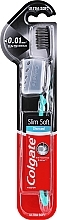 Slim Soft Charcoal Toothbrush, black-turquoise with cap - Colgate Charcoal Ultra Soft Toothbrush — photo N1